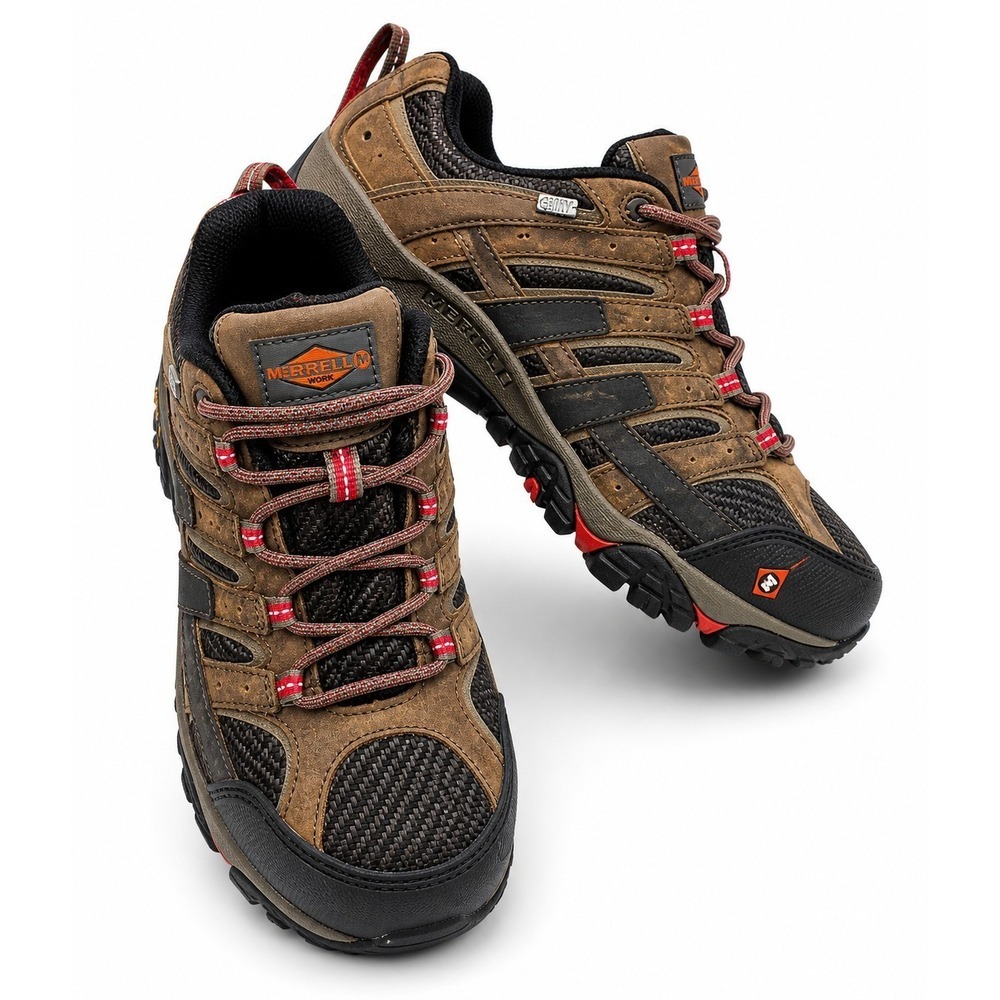 Merrell Work Shoes Leather Waterproof Alloy Toe Mens US 7M Slip Resistant